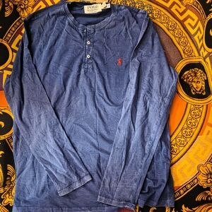 Ralph Lauren Navy Long Sleeve Tee with Red Logo